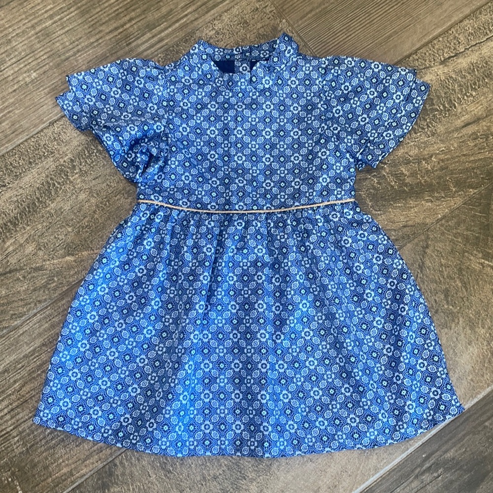 Janie and Jack Little Girls Blue Flutter Sleeve Dress